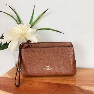 NWT‎ Coach Leather Double Zip Wallet/Wristlet